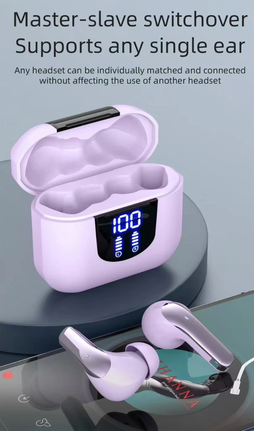 K06-True Wireless Earbuds, Digital LED Power Display Charging Case, Touch Control, Built-in Mic, Stereo Low Latency Bluetooth