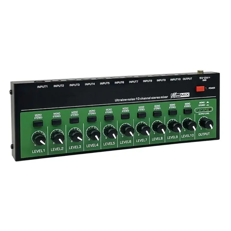 10Channel Sound Mixer Mix Board with Mono Functionality for Recording Broadcasting Setting for Improved Music Effects