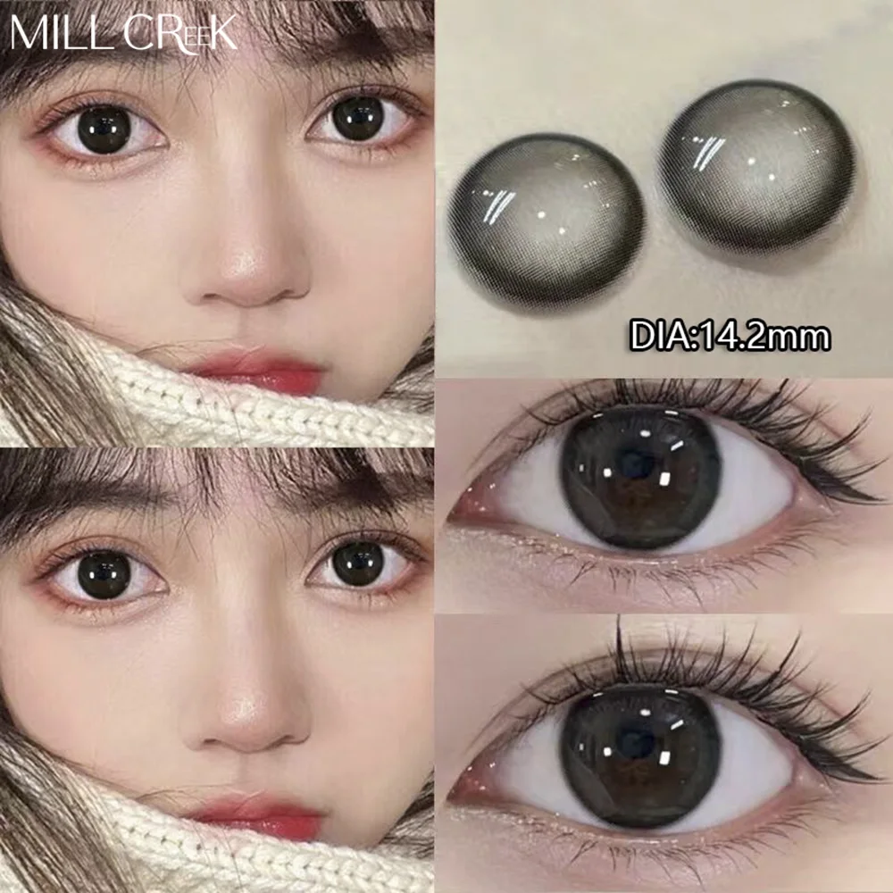 MILL CREEK 2Pcs Natural Eyes Contact Lenses with Myopia Prescription Blue Colored Lenses Black Lenses Beauty Pupil Makeup Yearly