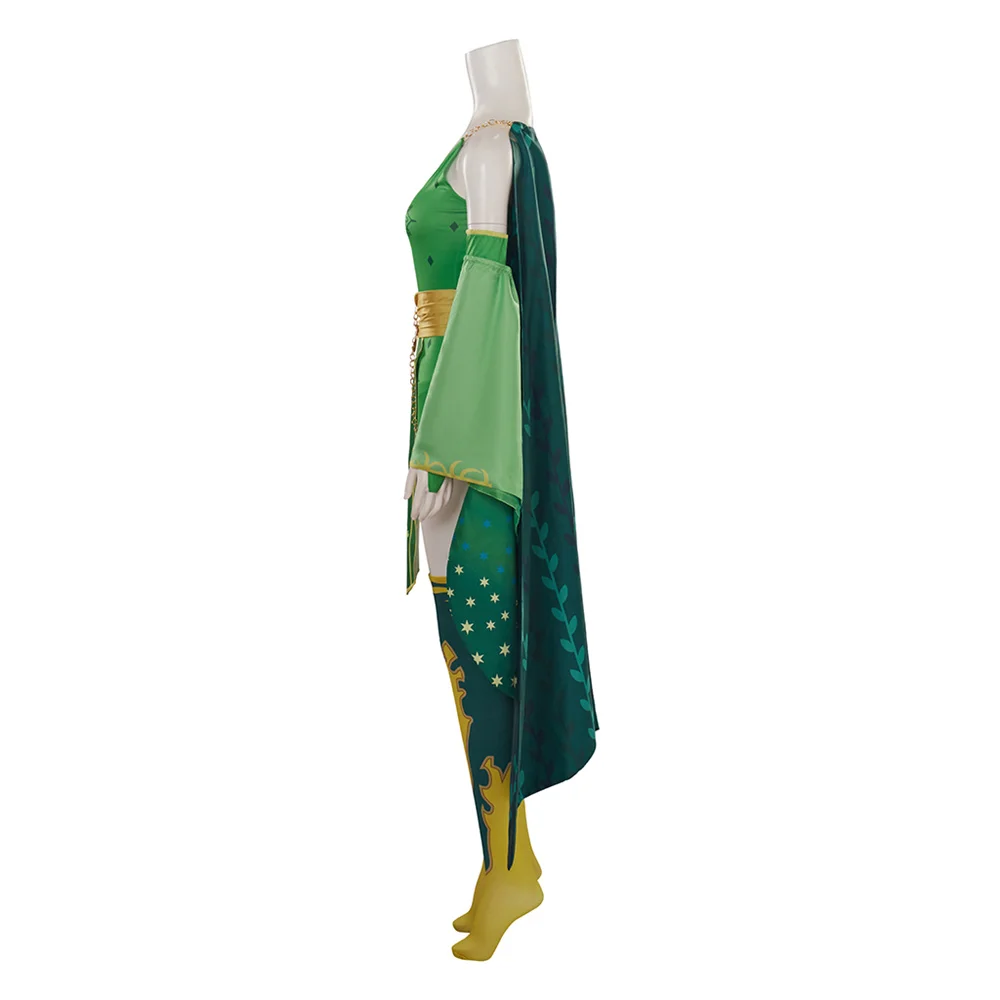 Gioco FF xxiv Rydia Costume Cosplay vestito verde Sexy con mantello Halloween Carnival Outfit