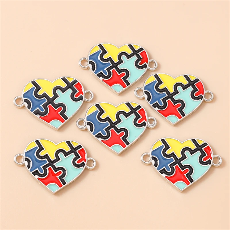 20 Stück 28x19mm Niedliche Emaille-Herzanhänger Verbinder für Schmuckherstellung DIY Armbänder Halsketten Handgemachtes Kunsthandwerk Zubehör – Detail 8
