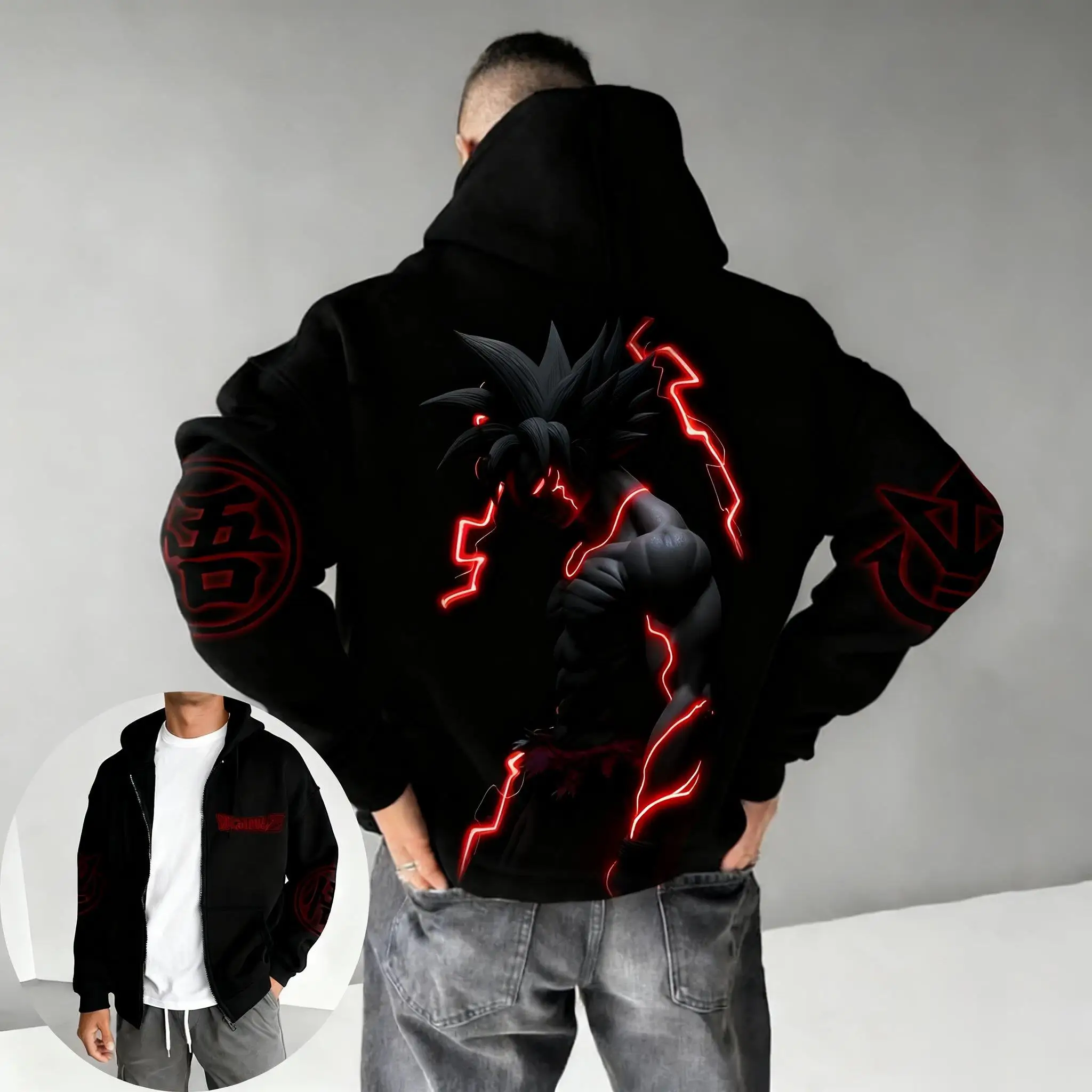 Unisex Anime Dragon Ball Goku Streetwear Felpa con cappuccio vintage con cerniera Uomo Donna Primavera Autunno Nuova felpa casual Top a maniche lunghe