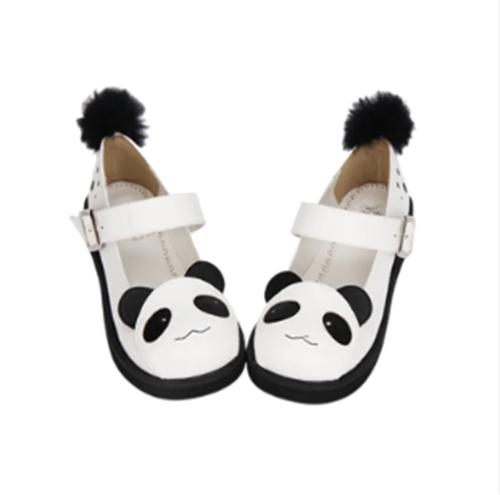 Lolita Girls Shoes Cute Sponge Cake Princess Cos Sweet Panda Cartoon Loli Tea Party Round Head Women Shoes Kawaii Lo Cute