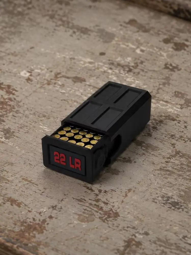 Pojemnik na amunicję kalibru .22 LR, przenośny, z wysuwaną szufladą, umożliwiający szybki dostęp do magazynków, pojemność 50 sztuk, przenośny, kieszonkowy. — 2