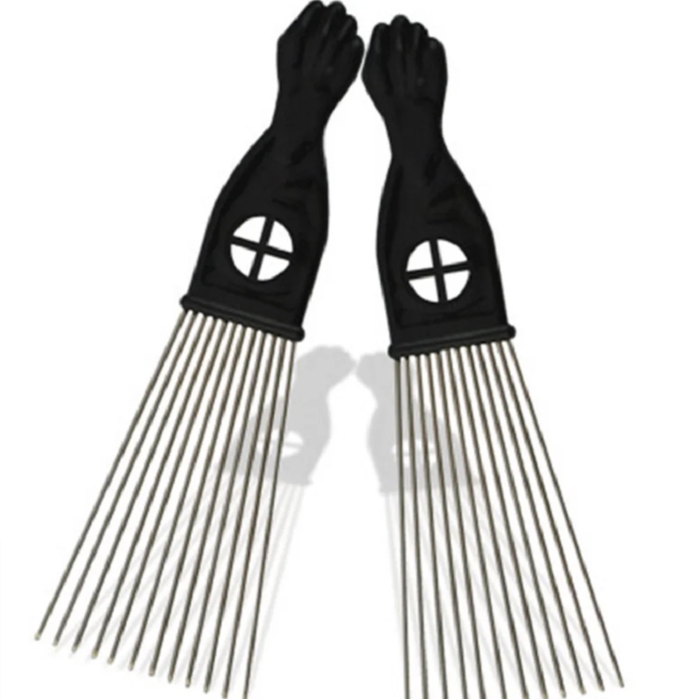 

2Pcs Steel Needle Comb Wide Teeth Hair Brush Rake Slick Combs Salon Styling Massage Scalp Care Anti Professional