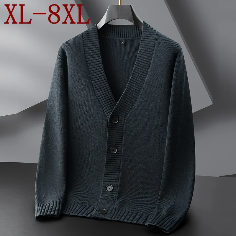 

8XL 7XL 6XL Cardigans Men 2025 New Fall Winter Thick Warm Sweater Man High End Knitted Sweatercoat Casual Loose Cardigan Homme