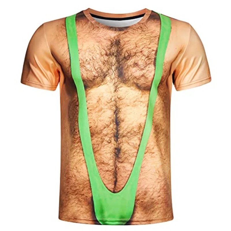Trick, Funny, Fun, Hairy Chest Pattern, Men's Printed Muscle, Fake Abdominal Muscles, Summer and Spring Role-playing Costumes image 3