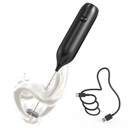 Electric Milk Frother Coffee Frother USB-C Rechargeable Electric Whisk Powerful Mini Drink Mixer