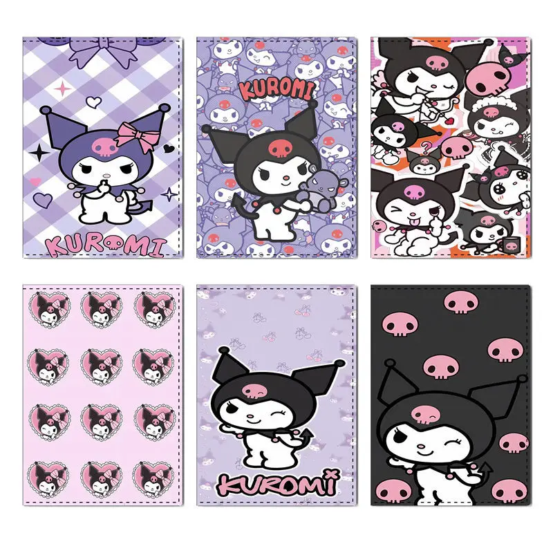 Sanrio Kuromi Cartoon PU Passport Protective Cover kawaii Anime Wallet Card Holder Business Credit Card Document Case Pouch Gift