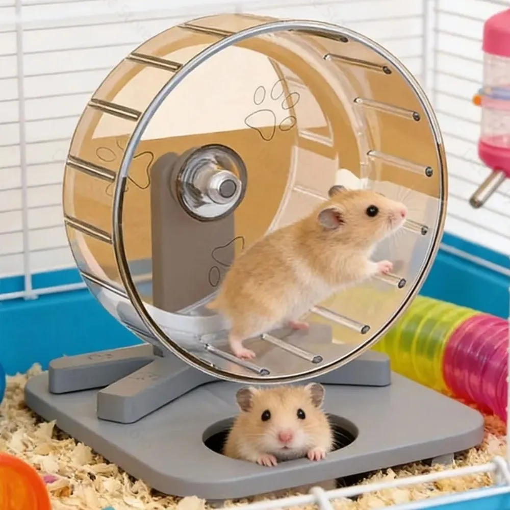 Roue d'exercice transparente et élargie pour hamster silencieuse ​   Jouet en plastique facile à démonter pour petits animaux de compagnie, accessoires pour animaux