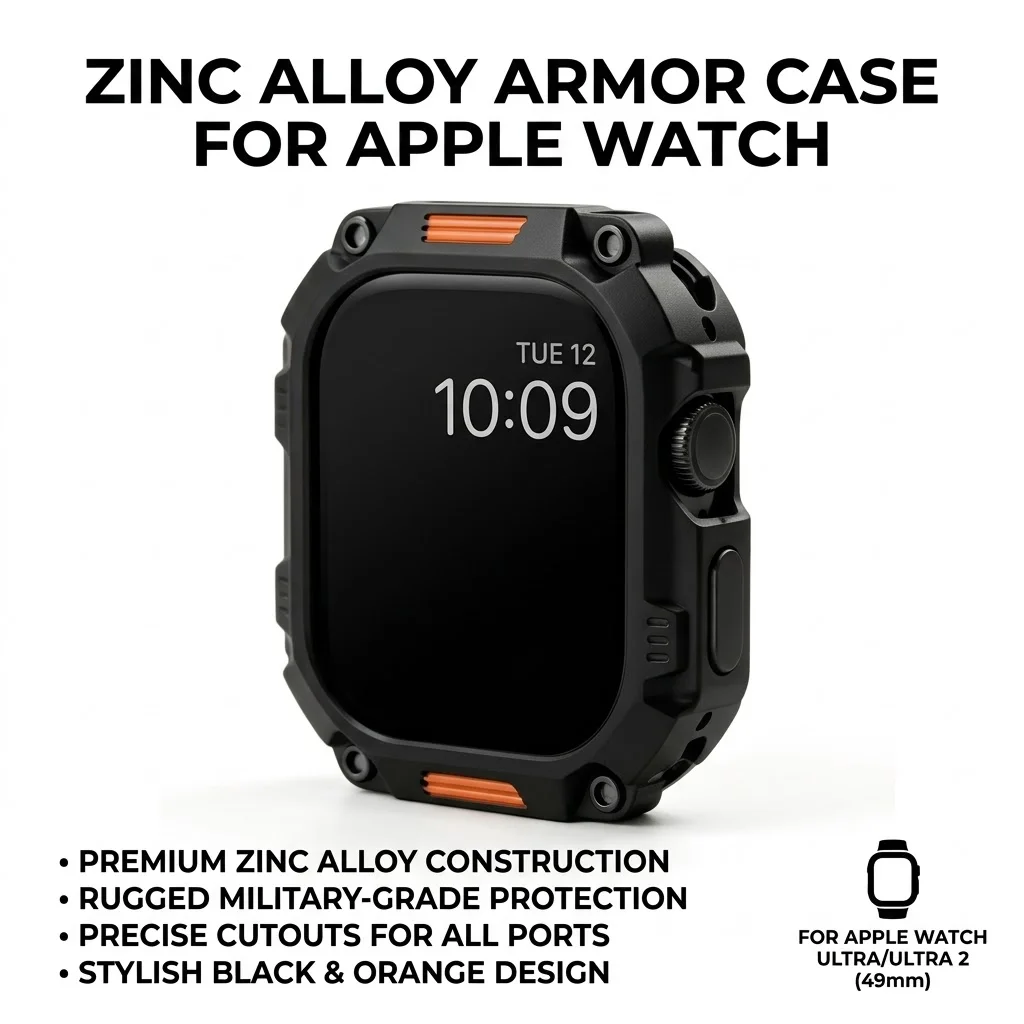 VWAR Premium Zinc Alloy Armor Case For Apple Watch Ultra 3/2/1 Protective Cover For iWatch Ultra 49mm