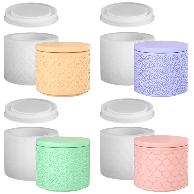 DIY Crystal Drip Rubber Round Fish Scale Leaf Patterned Cup Candle Storage Storage Jar Silicone Molds Easy To Use