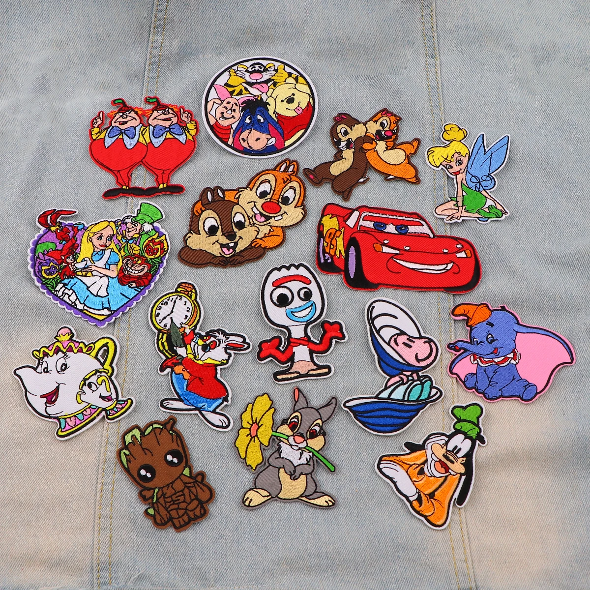 Patches bordados para vestuário, Animais fofos Patches, Listras dos desenhos animados, Ferro em remendos em roupas Decorações