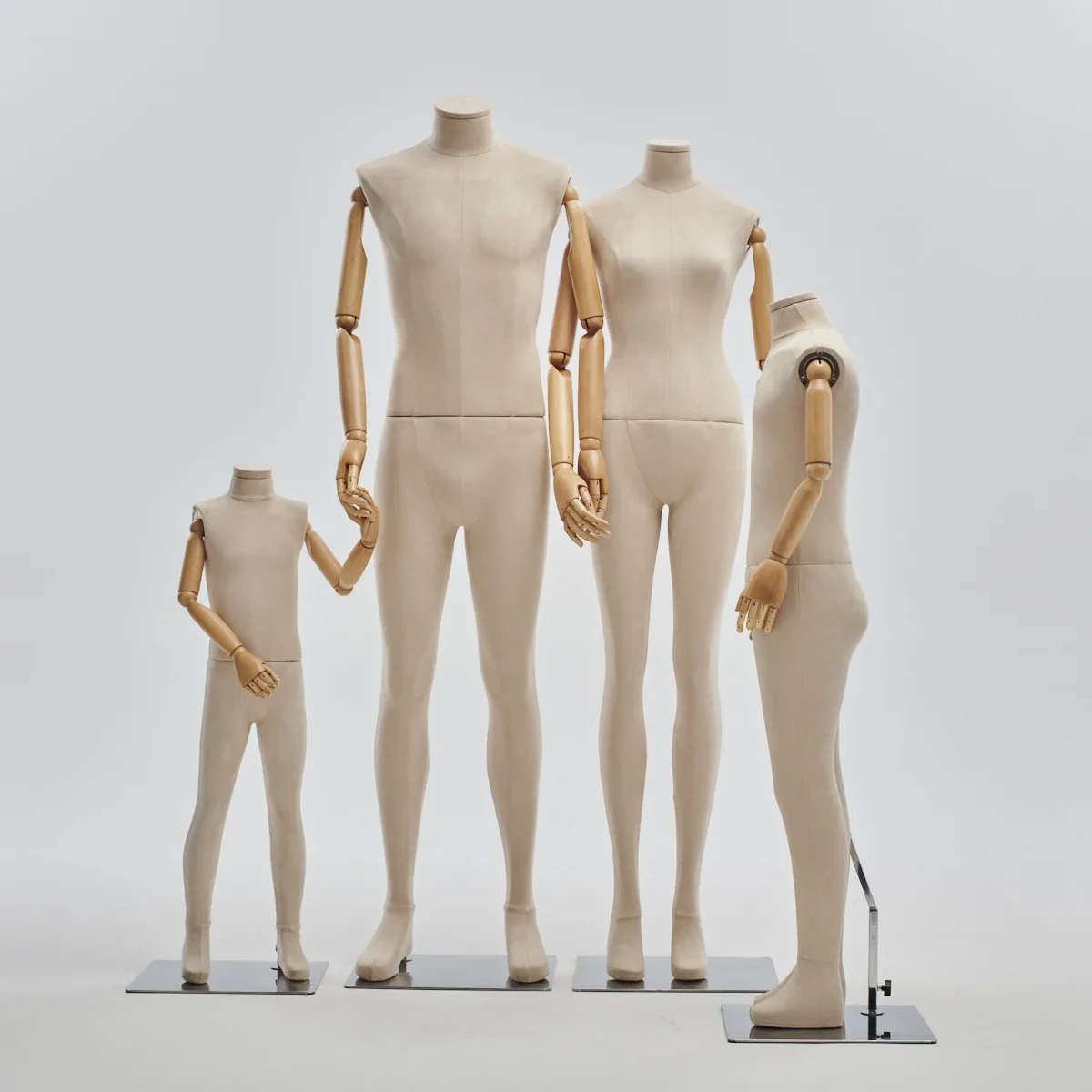 Fabric Cover Female Head Full-Body Mannequin Body Metal Base for Wedding Cloting Display Dress Form