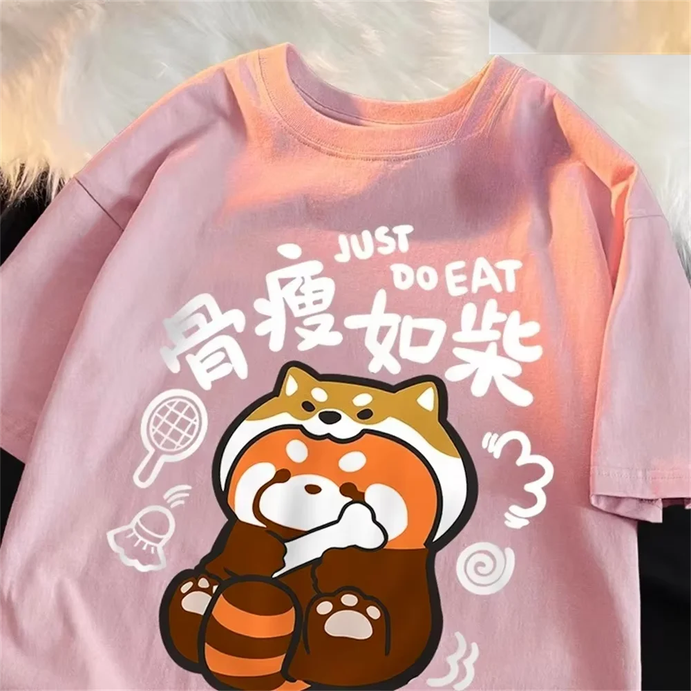 

Raccoon printed T-shirt for women, summer fashion street wear, casual breathable women's short sleeved casual top