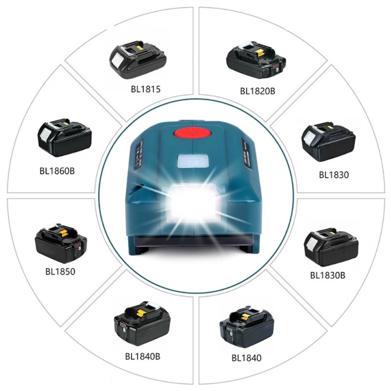 Fuente de alimentación para Makita, generador inversor de batería de iones de litio de 18V, enchufe europeo y estadounidense, Adaptador USB Con luz