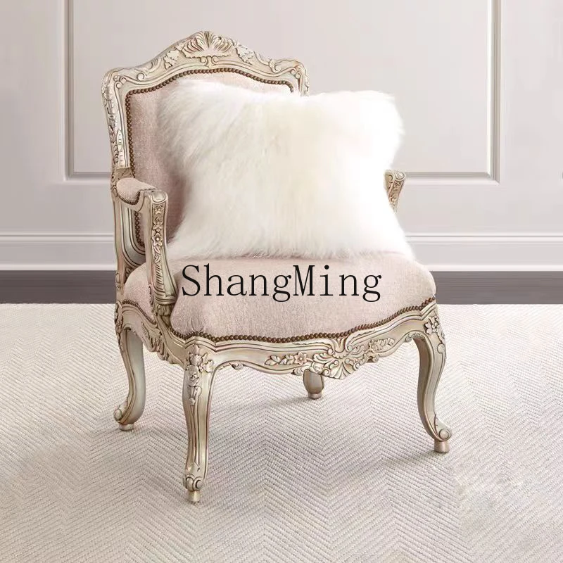 

CL wood single sofa retro old fabric leisure chair living room single chair