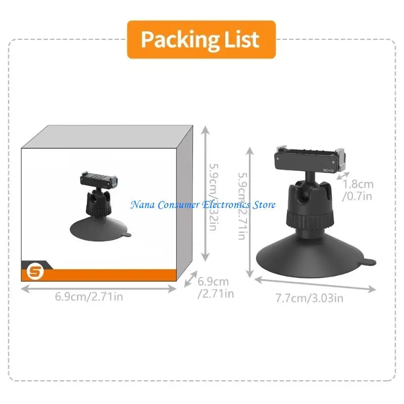 G7NE Tragbarer magnetischer Saugnapf-Ständer für Action 6-Kameras, Halterung, inklusive 1/4-Zoll-Schraubenloch für Zubehör – Detail 6