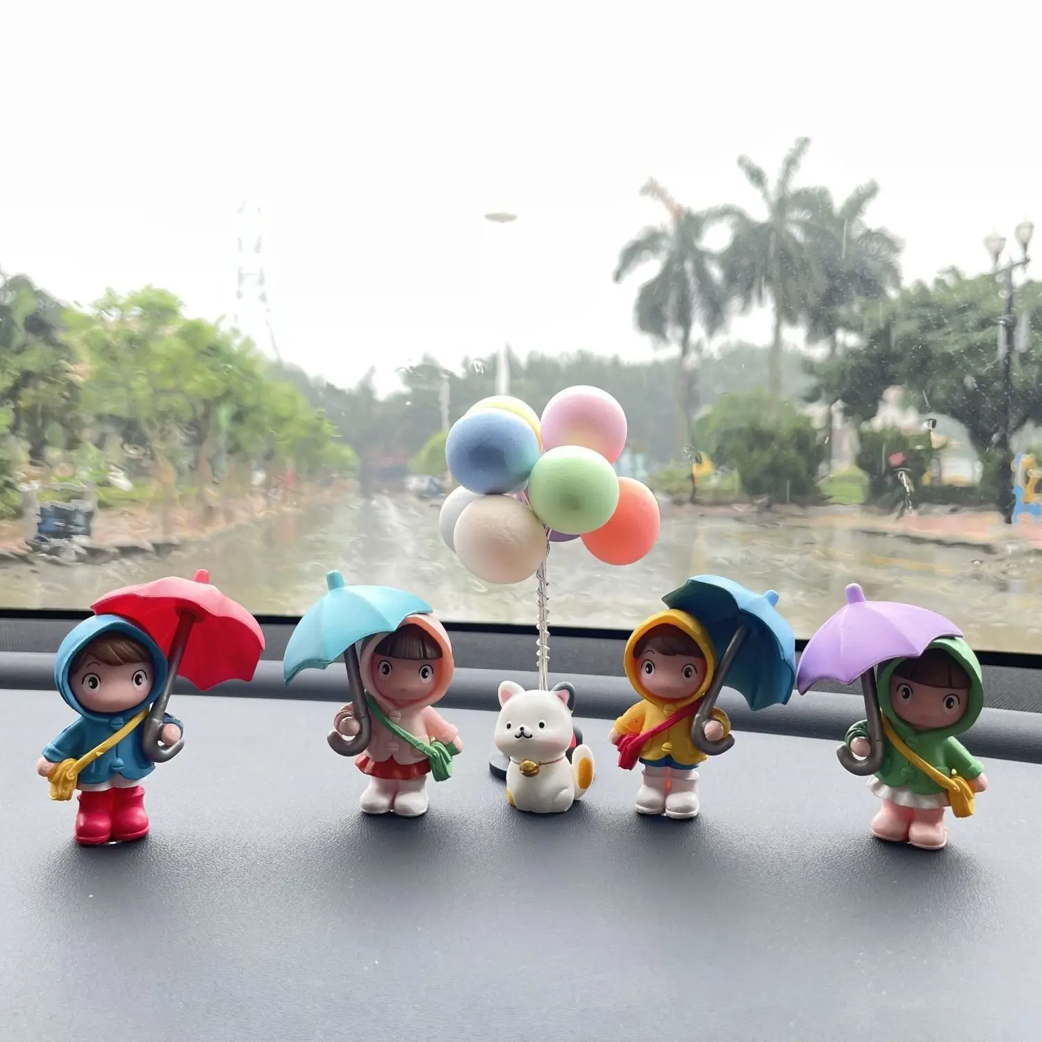 Cute Cartoon Girl Holding An Umbrella Car Center Console Window Decoration Car Doll Decoration Mini Car Creative