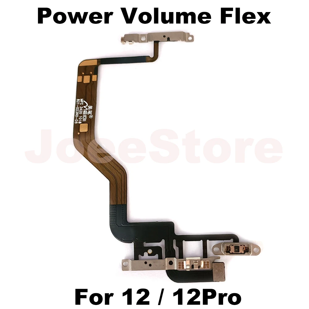 1pcs For iPhone 11 12 Pro Max Mini Power On Off Volume Up Down Switch Side Button Flex Cable With Metal Bracket Assembly Parts image 4