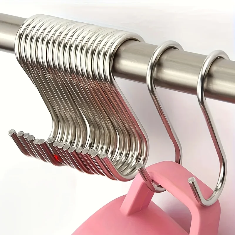

[Heavy-Duty S-Hooks] 10pcs Heavy-Duty Rust-Resistant S-Hooks, Easy-Install Non-Slip Wall Hooks for Plants, Wardrobes, Kitchen