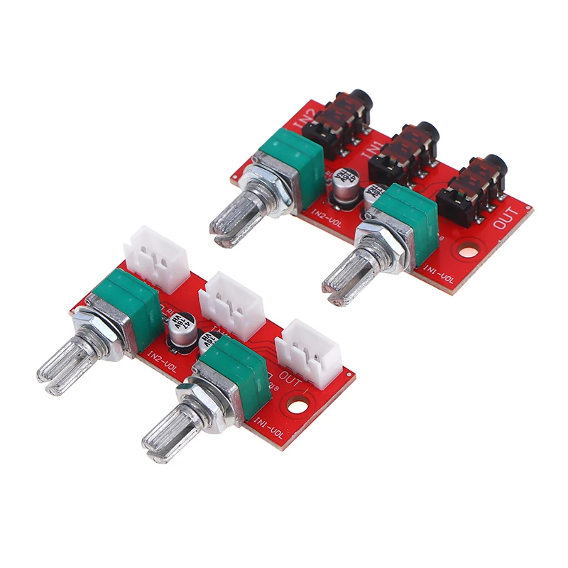 △ Dual Channel Stereo Passive Audio Mixing Board Signal Mixer 2 Way Input 1 Way Mixed Output - view 2