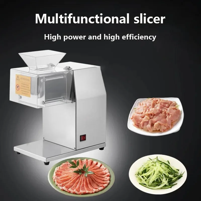Commercial Meat Cutter Electric Meat Slicer 2.5mm-10mm Thickness Vegetable New Shred Machine 850W Automatic Food Chopper Chipper