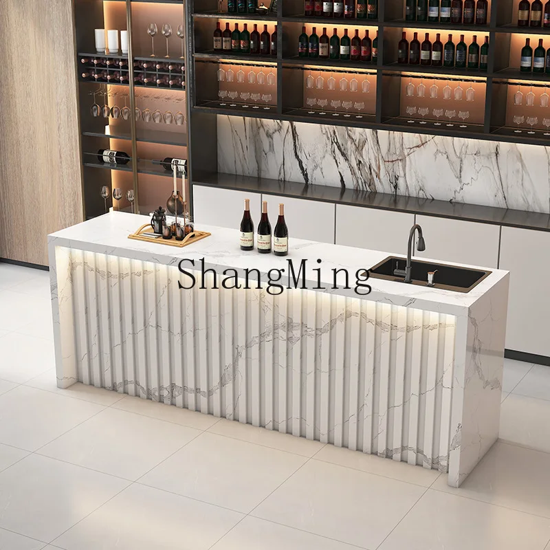 

CL Company Water Bar Reception Desk Marble Coffee Shop Tea Room Commercial Counter Leisure Area Island Table