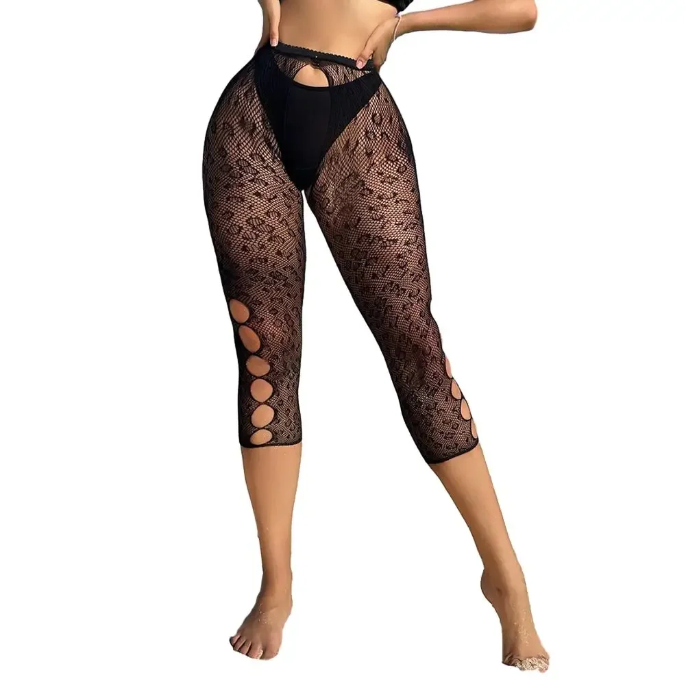 

Womens Lace Fishnet Tights Sexy Jacquard Yarns Grid Stockings Black Lingerie Legging High Elasticity Free Size