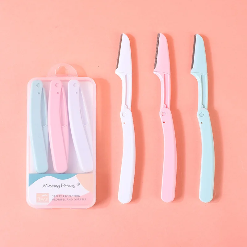 1/3 pçs bolso faca sobrancelha profiler removedor de pêlos sobrancelha shaper barbeador depiladores faciais aparador de sobrancelha para senhoras rosto