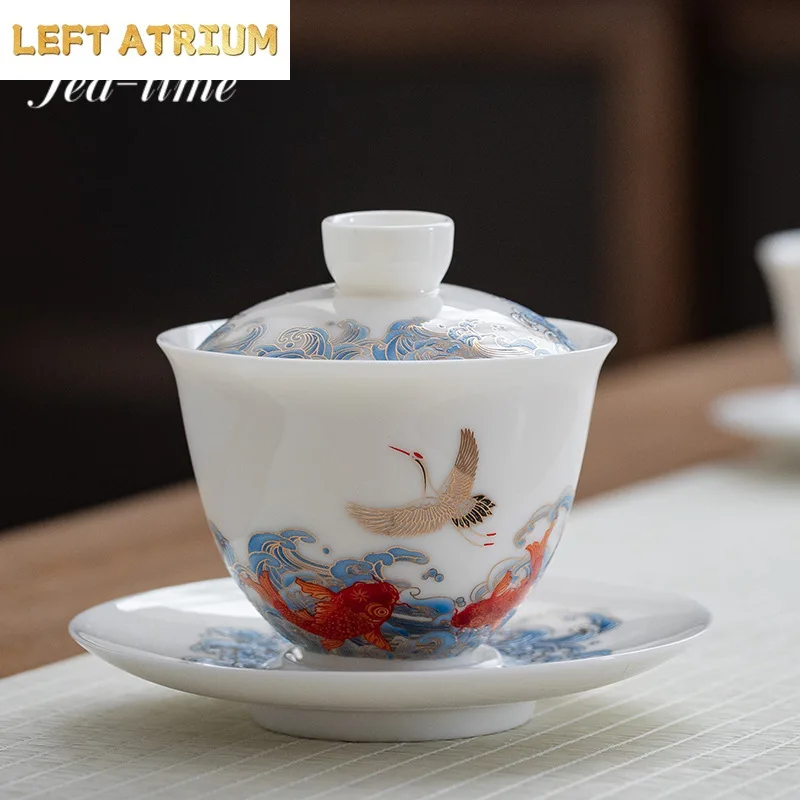 Tetera China de Esmalte de 140 ml, Hecha a Mano, de Porcelana Blanca Jade, Tetera con Tapa, Adornos para Té