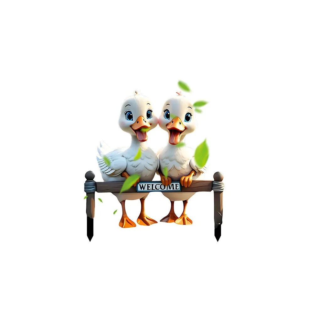 

Micro Landscapes Decoration Acrylic Duck Garden Pile Cute Cartoon Garden Stake Waterproof 2D Animal Mini Figurine Potted Plants