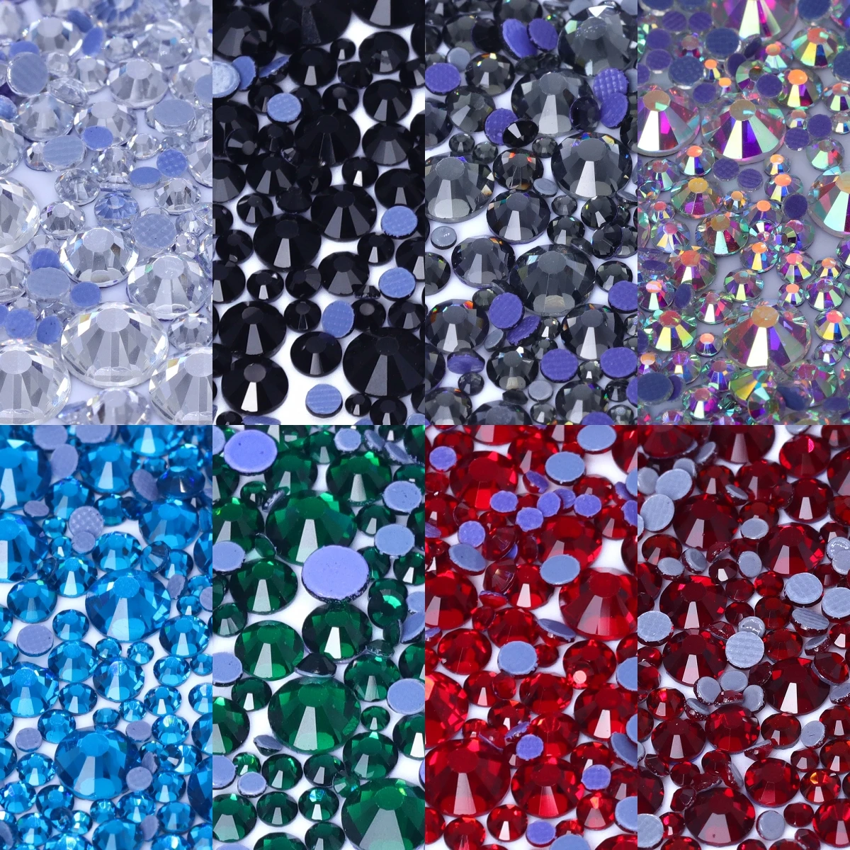 1440 Stücke Hotfix SS6-SS30 Mix Größe Glas Strass Kristall Flatback Glitter Steine Für Kleidung Hochzeit Kleid Dekoration