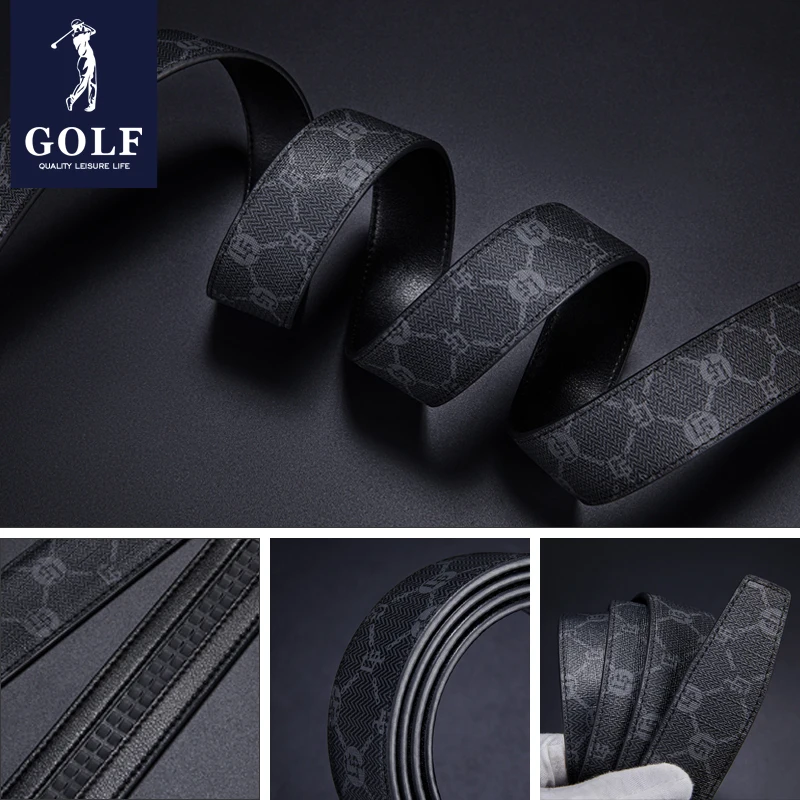 GOLF herenriem mode bedrukte letter automatische gesp tailleband veelzijdige trendy heren casual riem