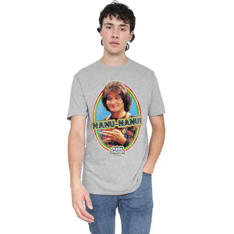 Mork Mindy Nanu camiseta S 2Xl gris jaspeado