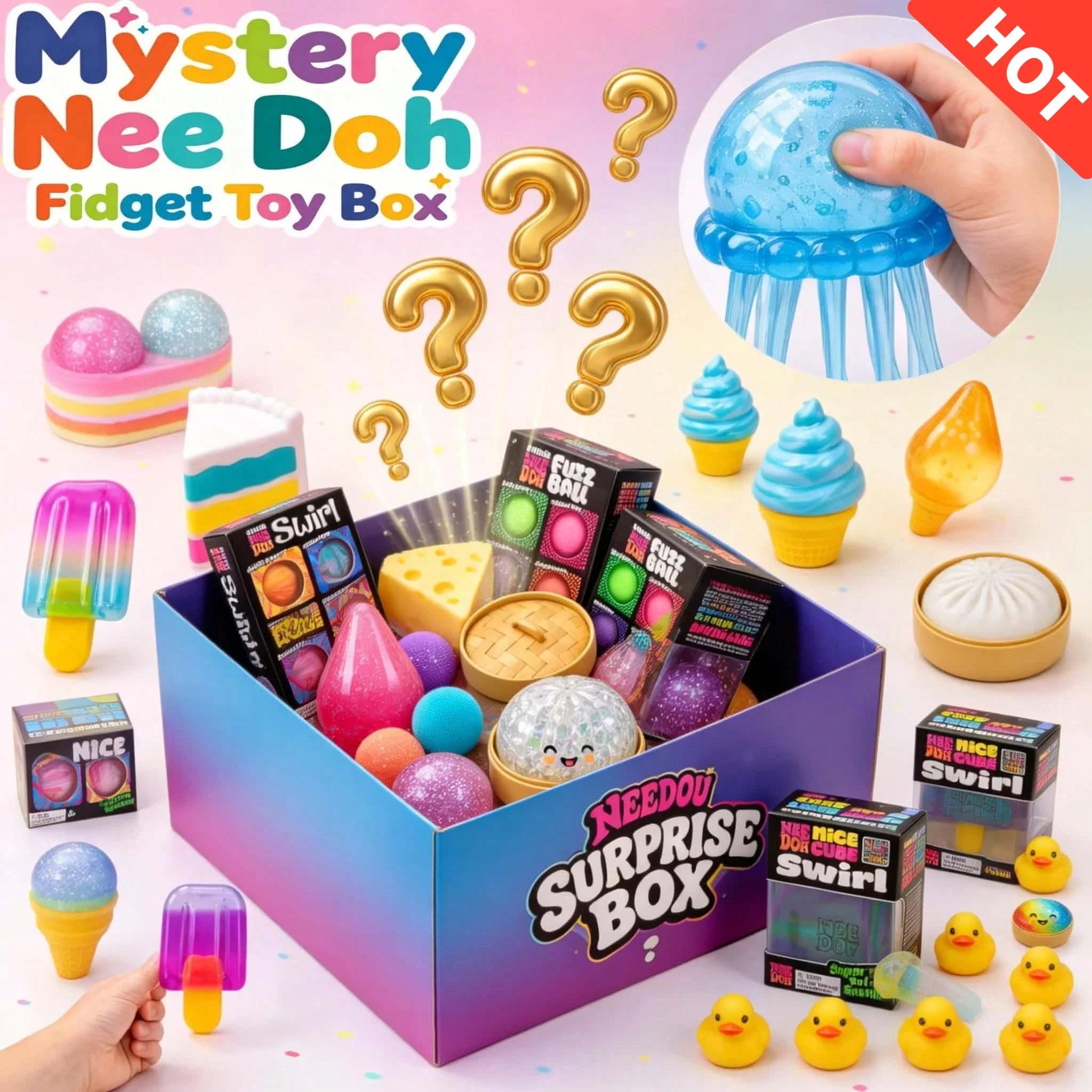 

Surprise Nee D0h Box: 15+ Random Squish Toys, Collectible Sensory Fidget Pack For Every Occasion