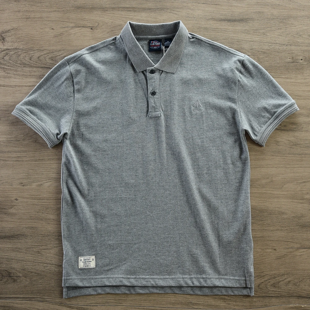 

Мужская рубашка-поло с короткими рукавами, новинка 2025 года, стильная футболка, летняя американская рубашка с воротником из 100% хлопка, серая классическая повседневная футболка