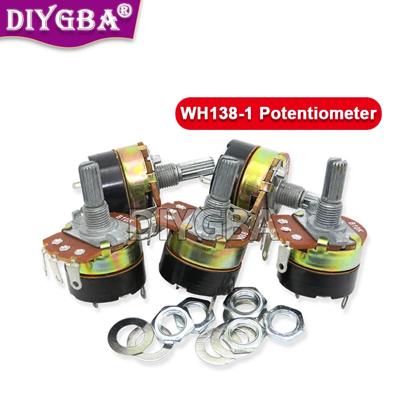 5PCS WH138-1 Potentiometer Adjustable Resistance B5K B10K B20K B50K B100K B250K B500K 10K 100K WH138 peed Regulator With Switch