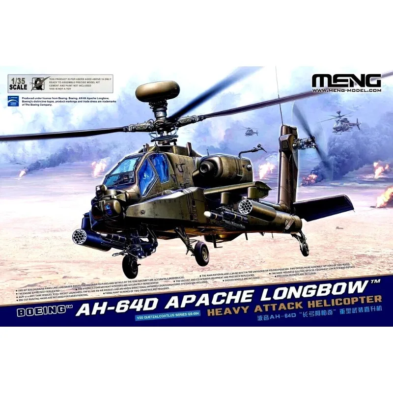 

MENG Plastic Plane Scale Model Kit Toy 1/35 Boeing AH-64D Longbow Apache Gunship QS-004
