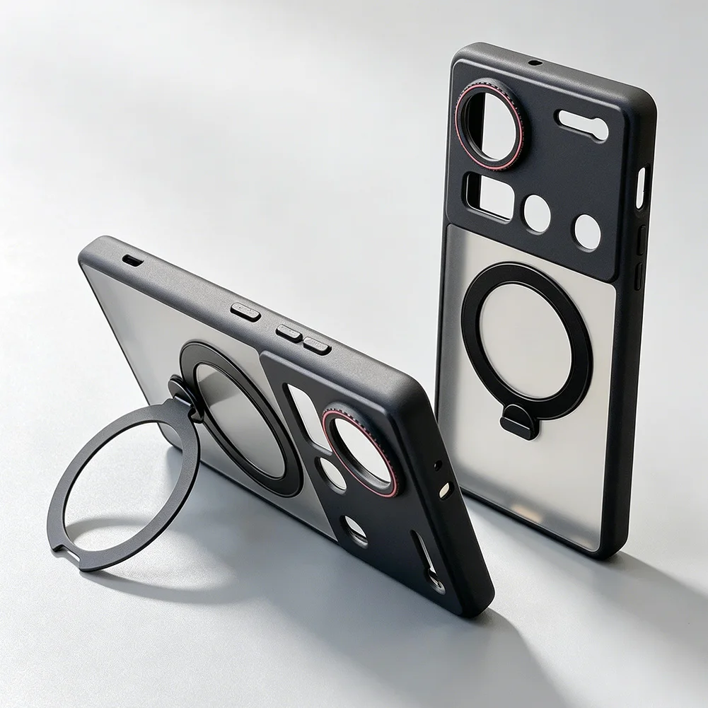 Red Circle Lens Full Coverage Metal Magnetic Holder Case For Zte Nubia Z70s Z70 Ultra Redmagic 10 Air 10 Pro + 9 9s Pro Cover