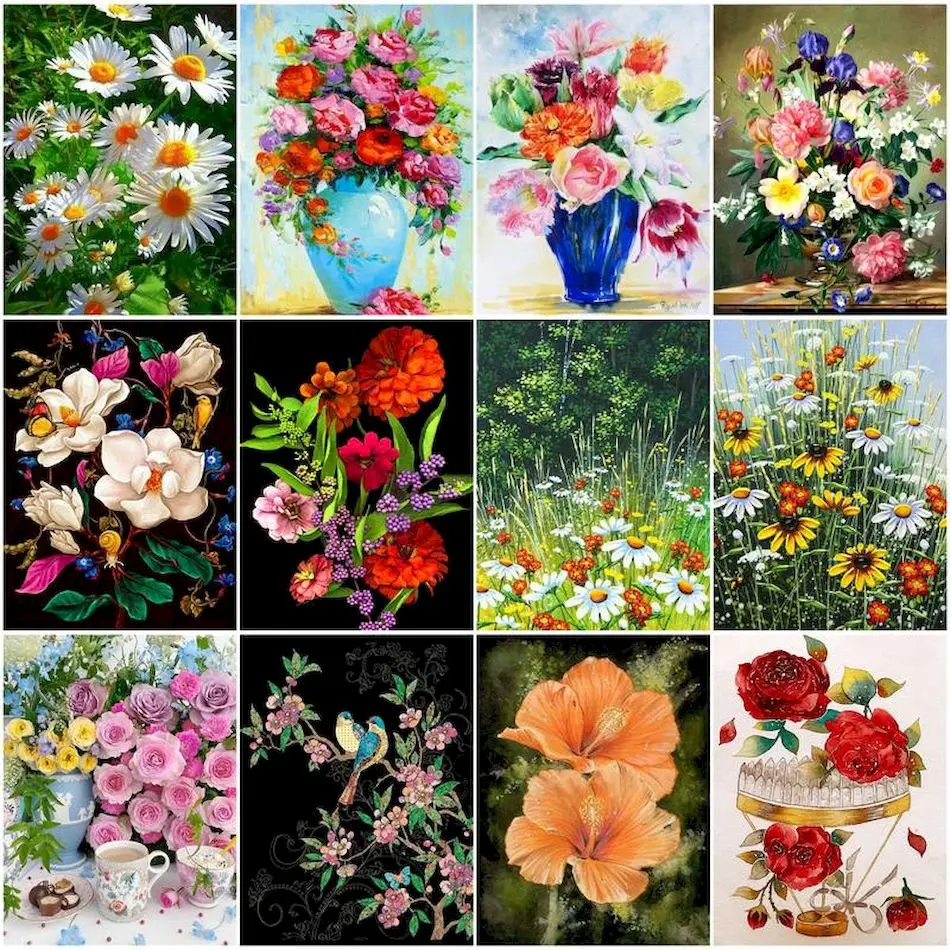 

RUOPOTY Painting By Number Novelties Flower Diy Crafts Oil Art Paint Kit Acrylic Paints For Handiwork Coloring By Numbers Kits