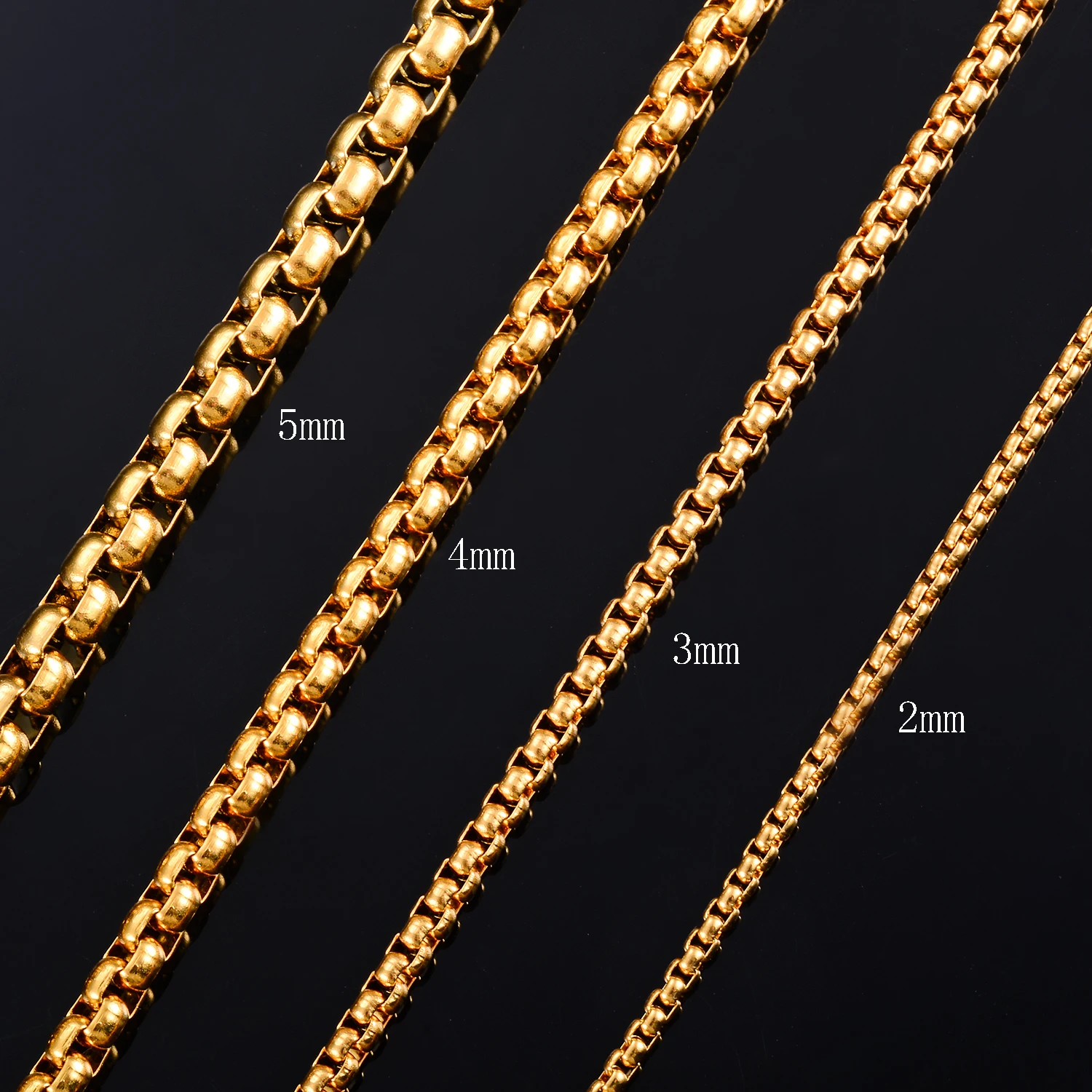 Stainless Steel 2mm/3mm/4mm/5mm Thickness Gold Color Link Chain Bracelet Classic Curb Hip Hop Punk Jewelry Brithday Gift