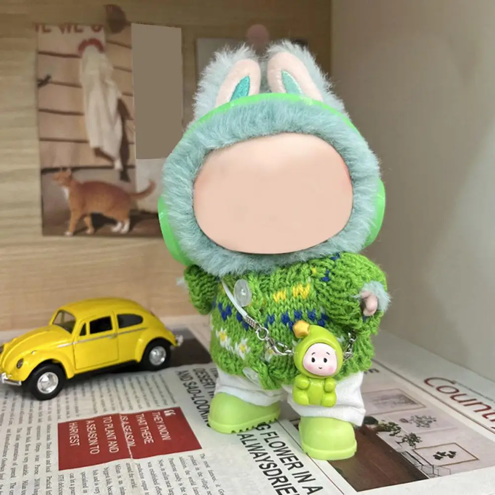 

Doll Clothes Set Stylish Overalls Knitted Sweater Outfit for 15-17cm Dolls Fashionable Dolls Dress Up Accessories
