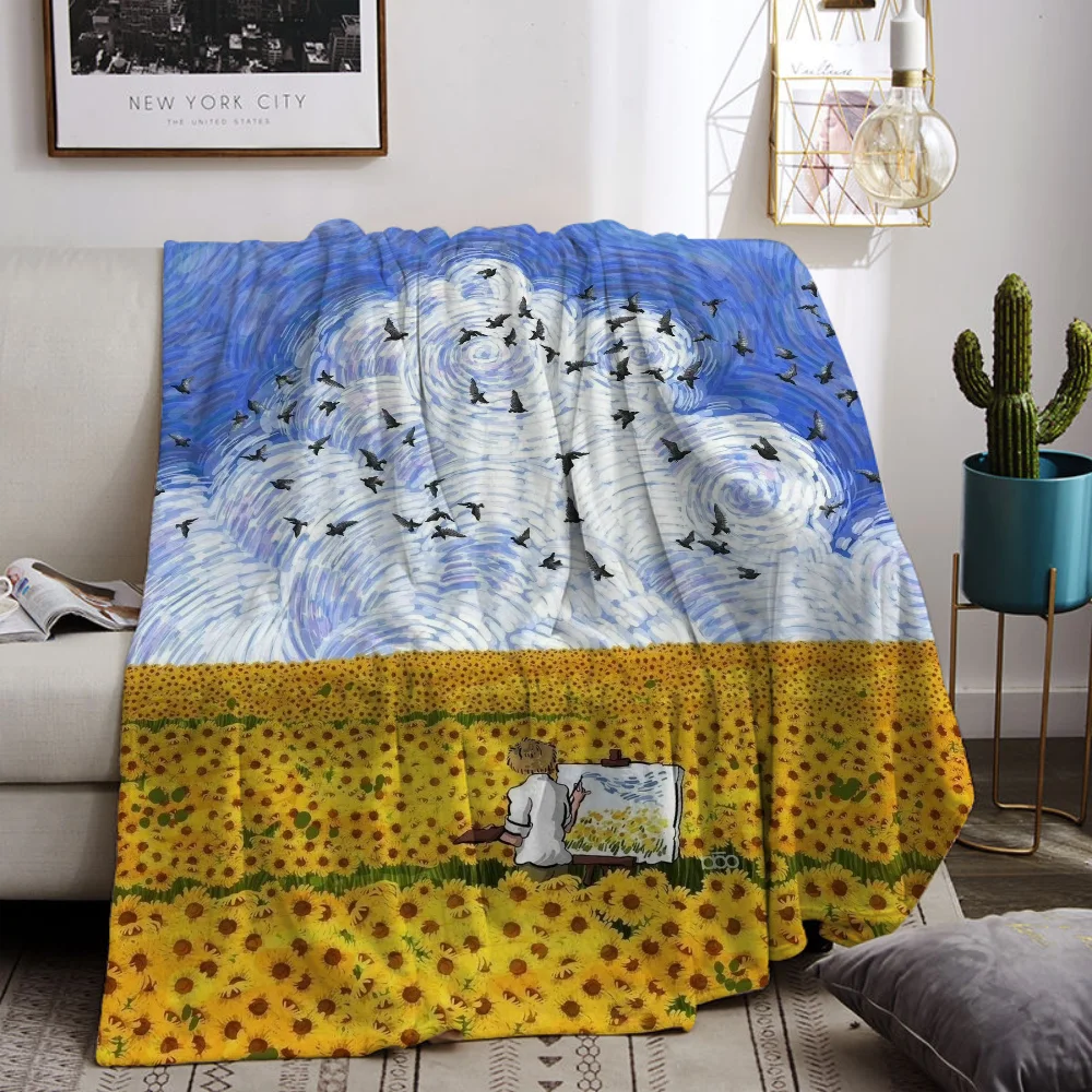 Van Gogh Personalized Blanket Oversized 200x300 Warm Winter Blankets for Sofa Home and Decoration Bed Throw Beach Towel Knee Nap