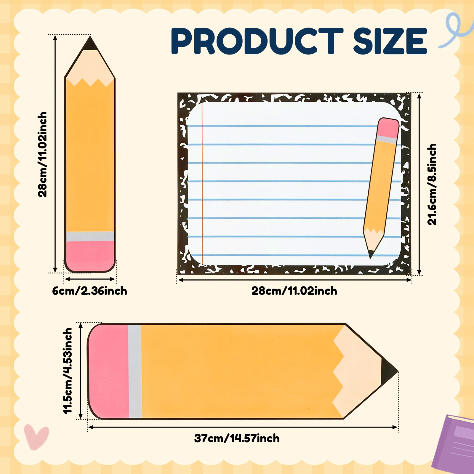 Pencil Shape Dry Erase Magnets Reusable Whiteboard Magnet Learning Target Board for Class Task Display Teacher Classroom Supply