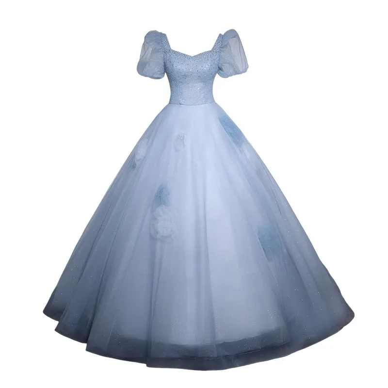 فستان سهرة نسائي شبكي متلألئ جديد عصري وراقي، فستان نخب الزفاف، فستان امتحان فني لأداء حفل الكبار