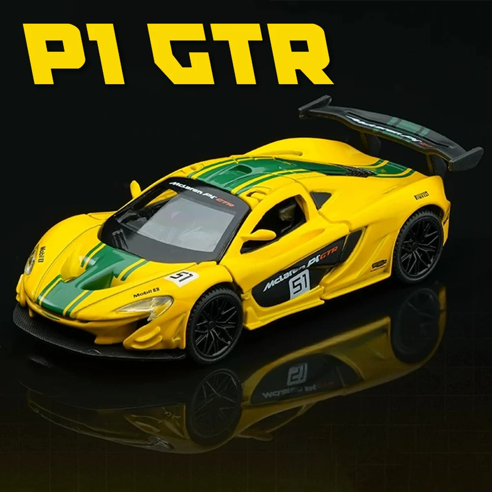Scale 1:43 P1 GTR Valkyrie Sports Car Mode Toy Openable Doors Metal Diecast Cars Acrylic Dust Cover Models Collectible Item