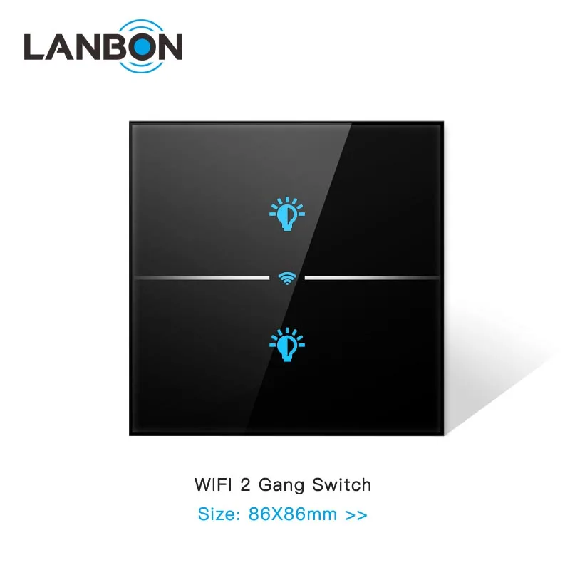 LANBON Smart Home WiFi Touch Switch for Villa and Apartment 2 Gang Electrical Smart Wall Light Switches Free APP Remote Control