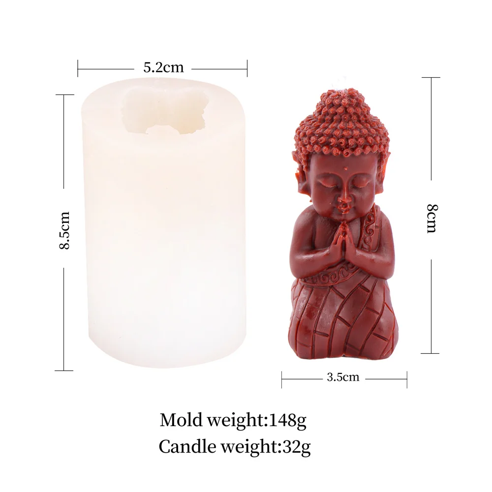 DIY Buddha Candle Silicone Mold 3D Buddha Soap Resin Mold Festival Gift Making Church Candle Production Supplies