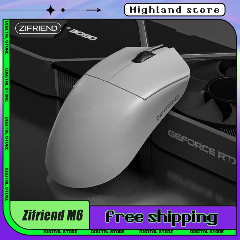 

Беспроводная Bluetooth-мышь Zifriend M6, 3 режима, 58 ГГц, Paw3395, 500 мАч